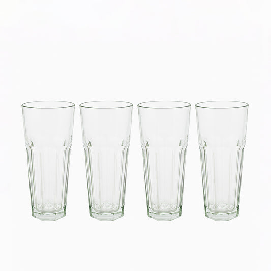 Drinking Glass – 4-Piece Set – 280 ml Clear Glass Tumblers with Faceted Sides