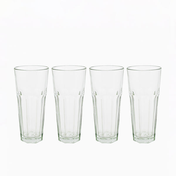 Drinking Glass – 4-Piece Set – 280 ml Clear Glass Tumblers with Faceted Sides
