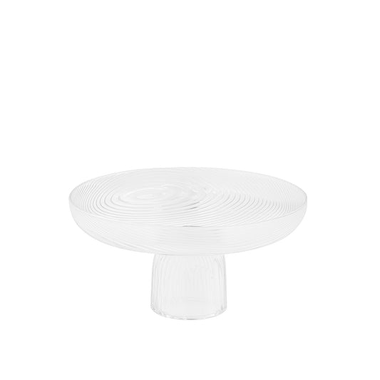 1048-7 – Glass Fruit Bowl – 20cm Diameter – Clear Textured Pedestal Design