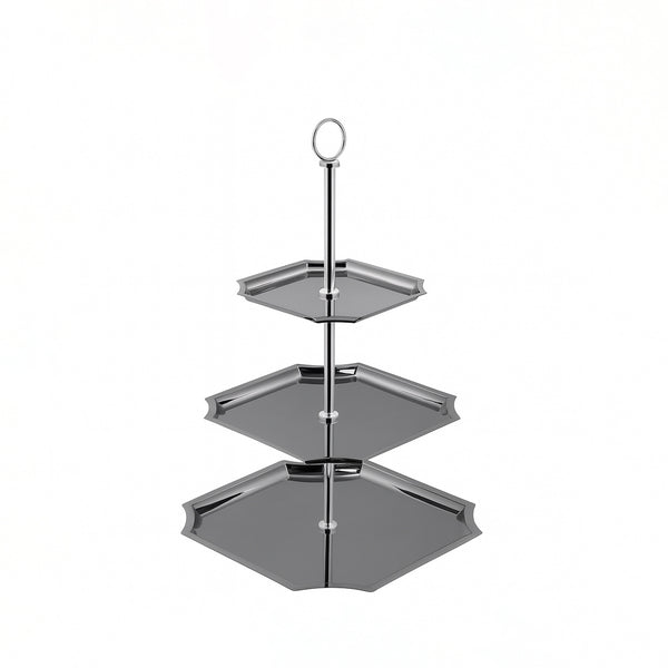 CD-7537 – 3-Layer Cake Stand – Black & Silver  – 55cm (H)