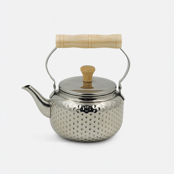 Albawadi Stainless Steel Tea Kettle – Silver Finish with Wooden Handle
