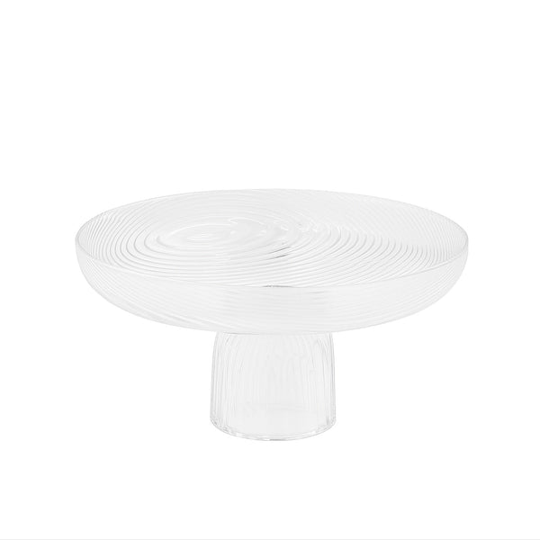 1048-9 – Glass Fruit Bowl – 30cm Diameter – Clear Textured Pedestal Design
