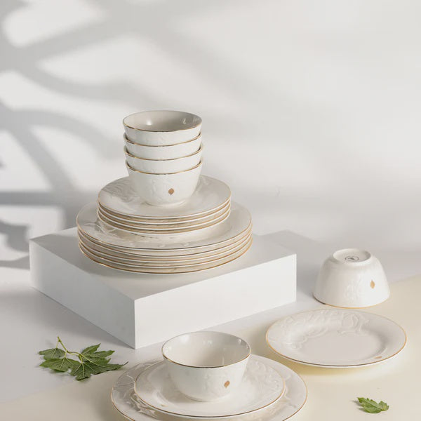 ET2990 Naqsh Dinner Set – 18 Pieces – White & Gold