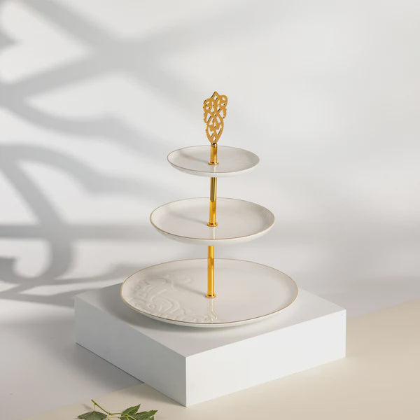 ET2985 Naqsh 3 Layer Stand – White & Gold