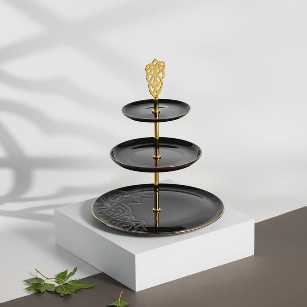 ET2989 Naqsh 3 Layer Stand – Black & Gold