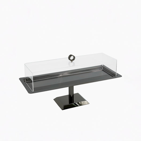 VK1015B – Acrylic Serving Tray with Lid & Stand – Black – 17cm (L) x 47cm (W) x 24cm (H)