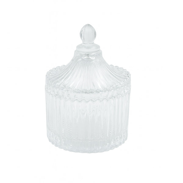 TG1032-2.5 / 189-12 Crystal Glass Candy Pot – 68mm Elegant Sugar Bowl with Lid