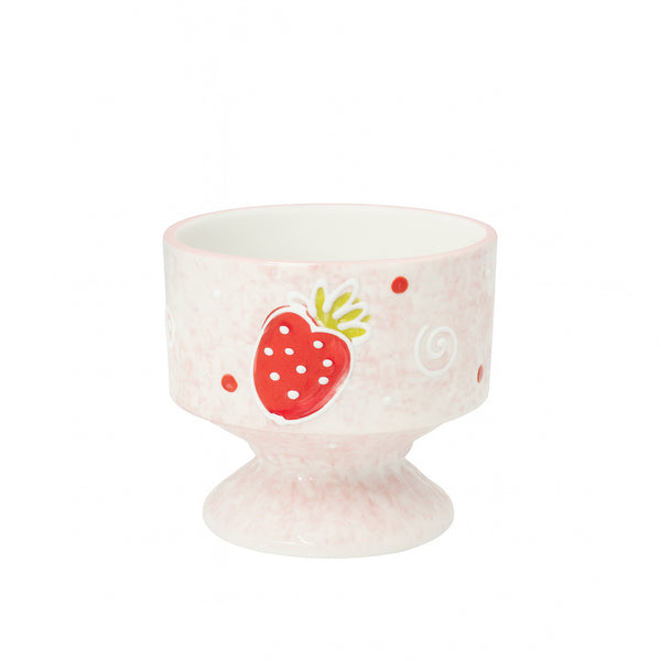 1513-17 Ceramic Ice Cream Cup – Strawberry Design on Pedestal Base