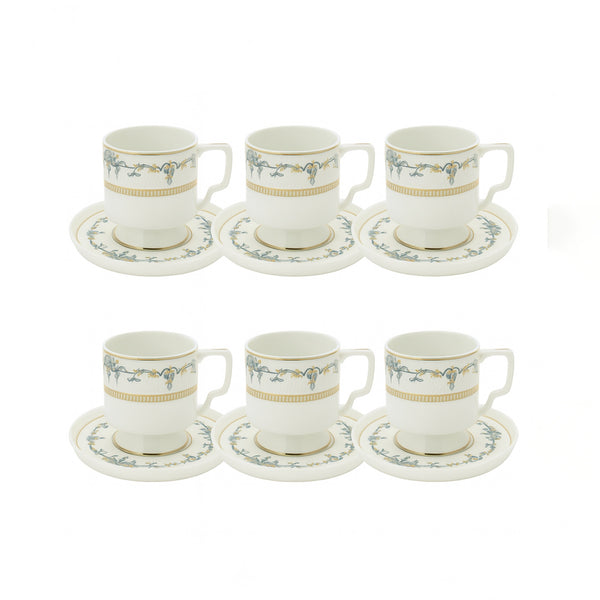 MK-431 Milk Cup & Saucer Set – 6 Cups with Matching Saucers