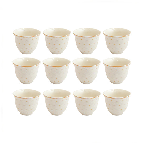 GP-79 Cawa Cup Set – 12-Piece – White with Subtle Gold Pattern