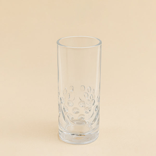 Glass Flower Vase – Cylindrical Design with Bubble Pattern – 25cm (H) – HUD25383