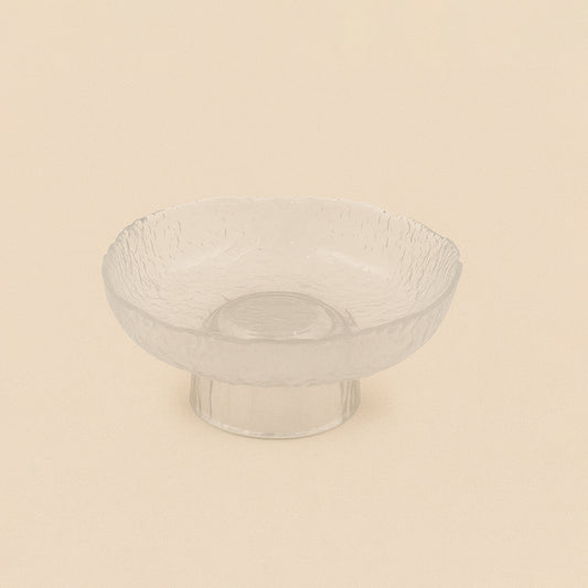 471-1 – Glass Fruit Stand – 7cm (H) x 15cm (D) – Textured Hammered Design