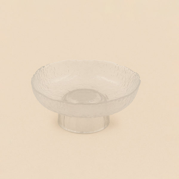 471-1 – Glass Fruit Stand – 7cm (H) x 15cm (D) – Textured Hammered Design