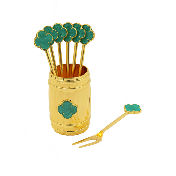 AMG-TW-2183 Golden Fork Set with Holder – 6-Piece Fork Collection