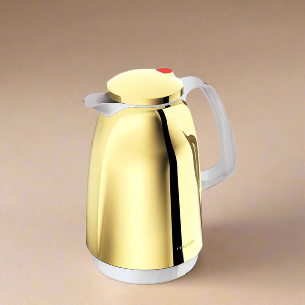 Vacuum Flask 1L – Golden Finish with White Sand Handle – 220