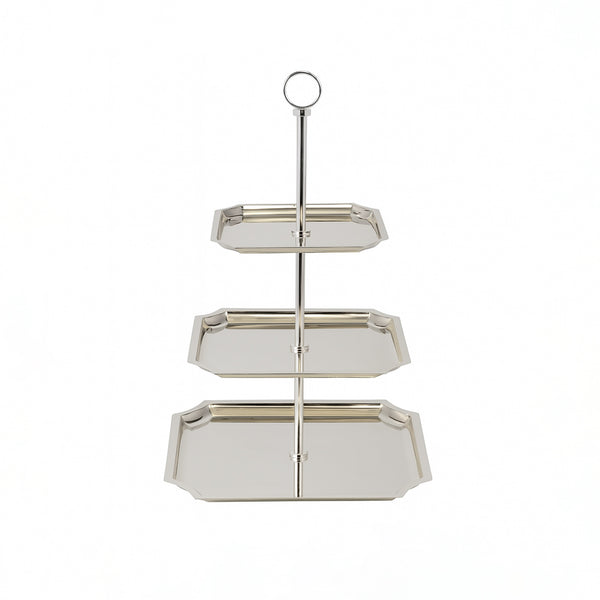 CD-7536 – 3-Layer Cake Stand – Silver – 55cm (H)