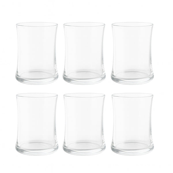 GPB45 Glass Tumbler Set – 6 Pieces – 290 ml Transparent Curved Drinking Glasses