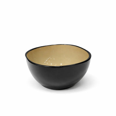 2308-15 Ceramic Bowl – 6" – Beige Interior with Matte Black Exterior | Siddiq Gifts – Mussafah Abu Dhabi