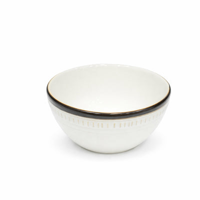 2308-18 Ceramic Bowl – 6" – White Gloss Interior with Black & Gold Accent Rim | Siddiq Gifts – Mussafah Abu Dhabi