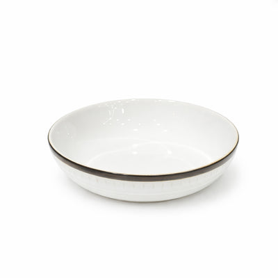 2308-19 Ceramic Soup Bowl – 8" – White Gloss Interior with Black & Gold Accent Rim | Siddiq Gifts – Mussafah Abu Dhabi