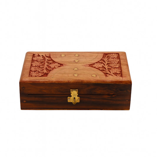 ABH Wooden Storage Box with Velvet Lining – 6 x 4 Inches