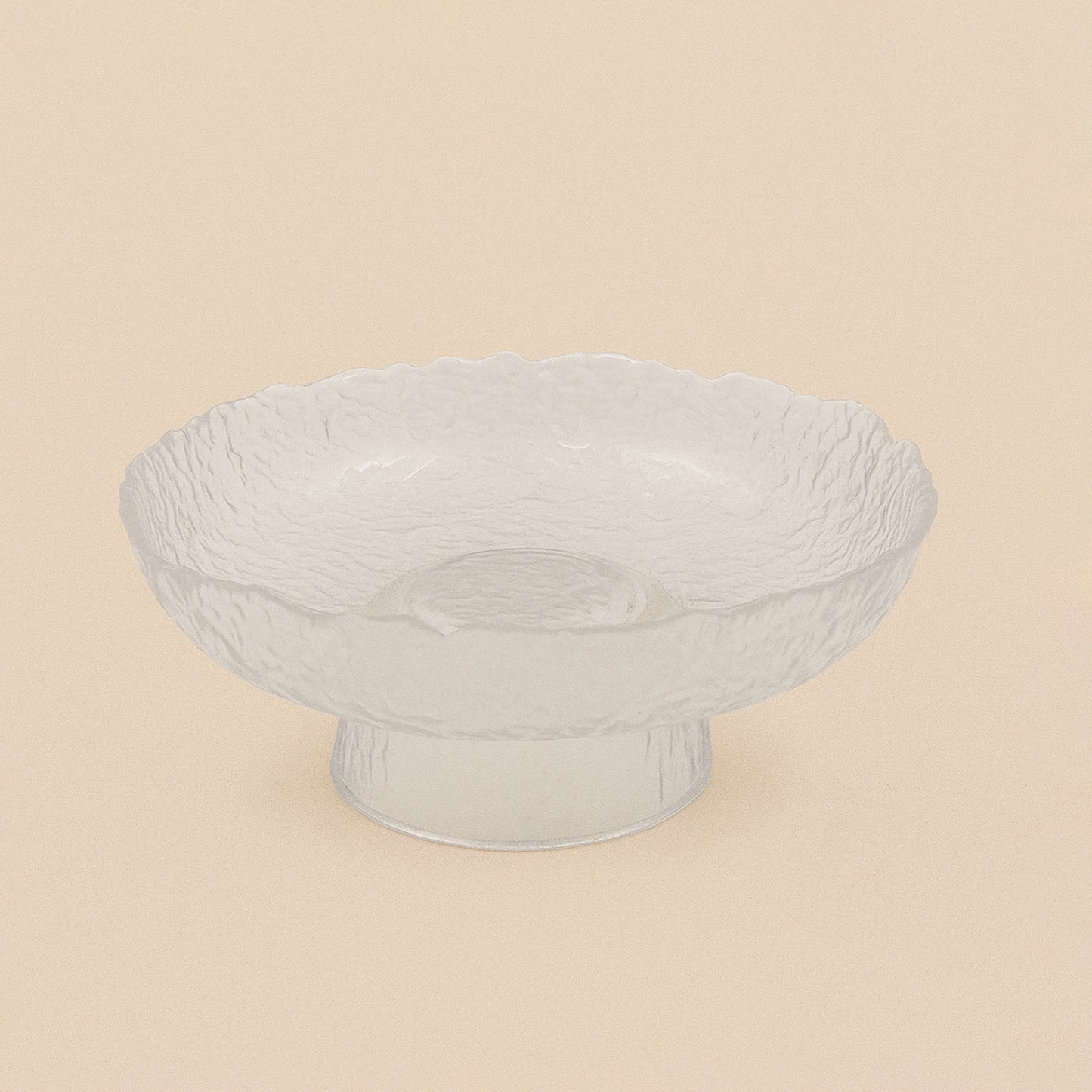 474-2 – Glass Fruit Stand – 9cm (H) x 20cm (D) – Textured Hammered Design