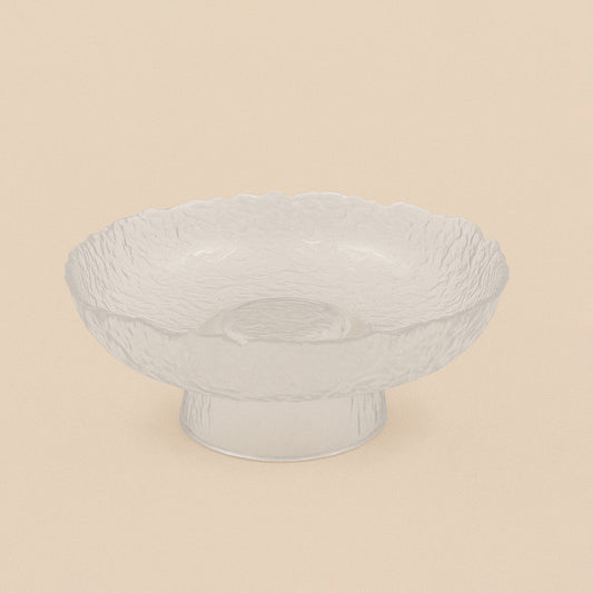 474-2 – Glass Fruit Stand – 9cm (H) x 20cm (D) – Textured Hammered Design