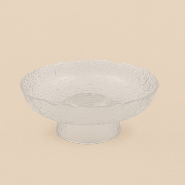 474-2 – Glass Fruit Stand – 9cm (H) x 20cm (D) – Textured Hammered Design