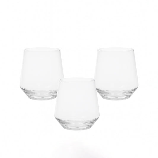 ES7018-2/L3 – Glass Cup 3-Piece Set – 370ml – Clear Tumbler