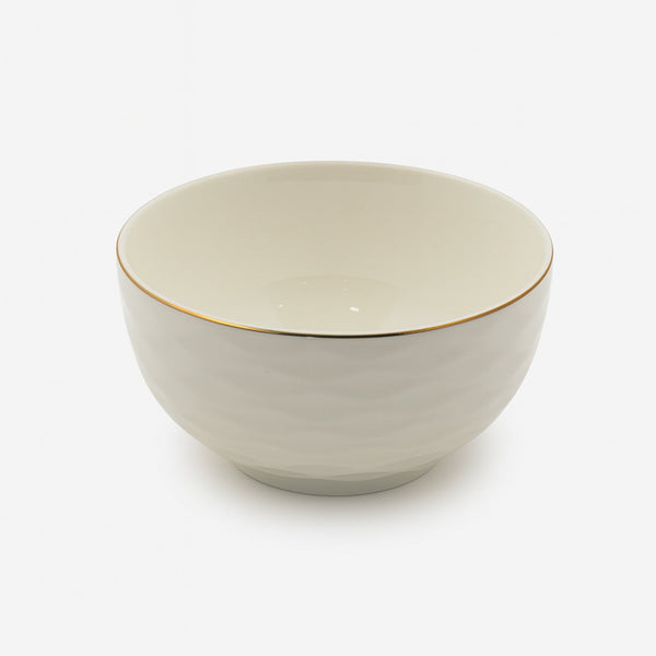PSN-5 – Ceramic Bowl 15.2 cm – Ivory with Gold Rim