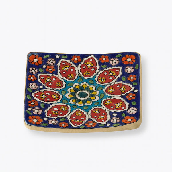 Ceramic Handmade Plate – 12" Decorative Hand-Painted Square Serving Plate