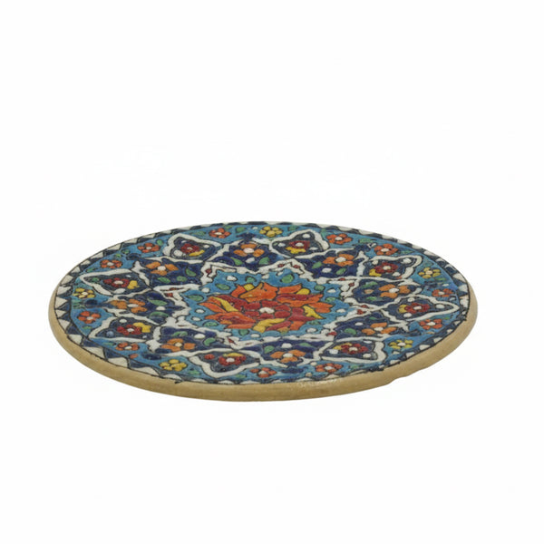 Ceramic Handmade Plate – 15" Decorative Hand-Painted Round Serving Plate