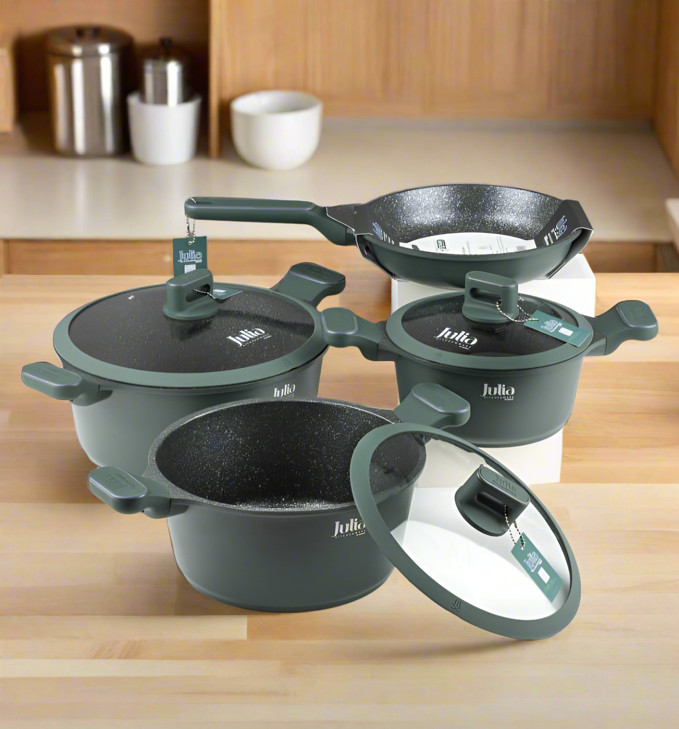 9209119 Julia Cookware Set Green 7Pc