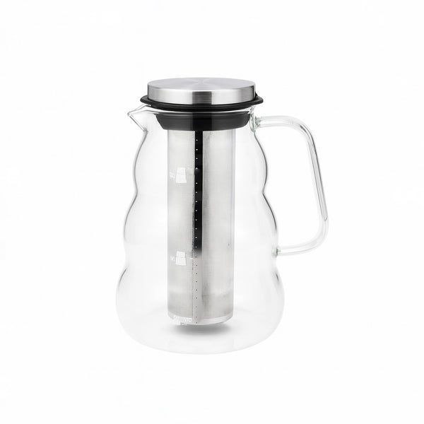 100791-11 Cold Brew Pot Coffee Maker – 2000 ml – Glass with Stainless Steel Filter & Curved Design