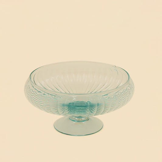 GLS-319 – Glass Fruit Bowl on Pedestal – 24cm – Clear Decorative Design