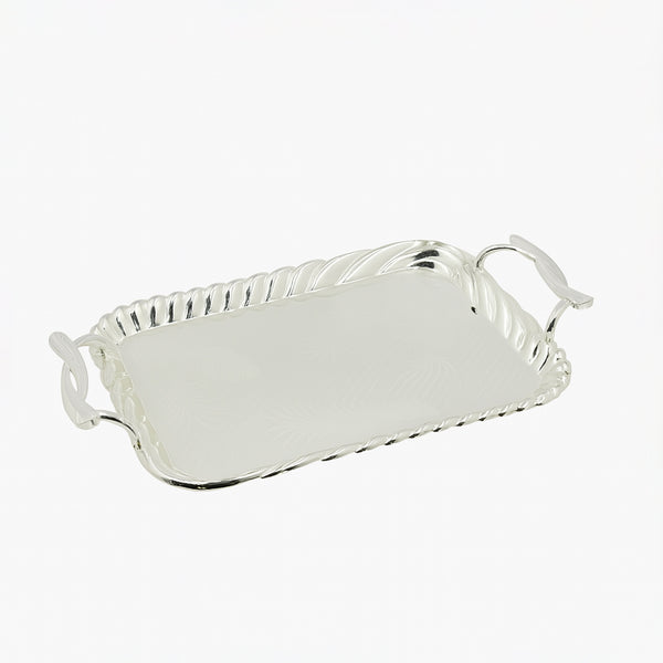 6776S – Serving Tray 3-Piece Set – Full Silver Finish with  Sleek Handles