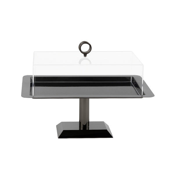 VK1012B – Acrylic Serving Tray with Lid & Stand – Black – 27cm (L) x 38cm (W) x 23cm (H)
