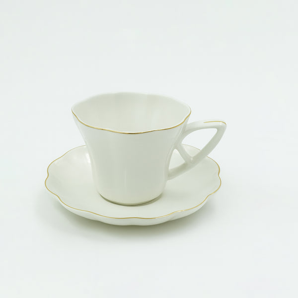 SC3653 Milk Cup Set – 6-Piece Porcelain Cup & Saucer with Gold Rim