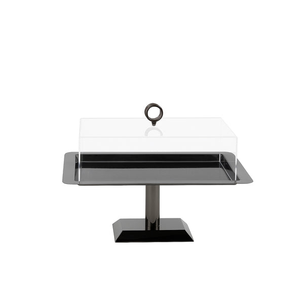 VK1013B – Acrylic Serving Tray with Lid & Stand – Black – 23cm (L) x 32cm (W) x 23cm (H)