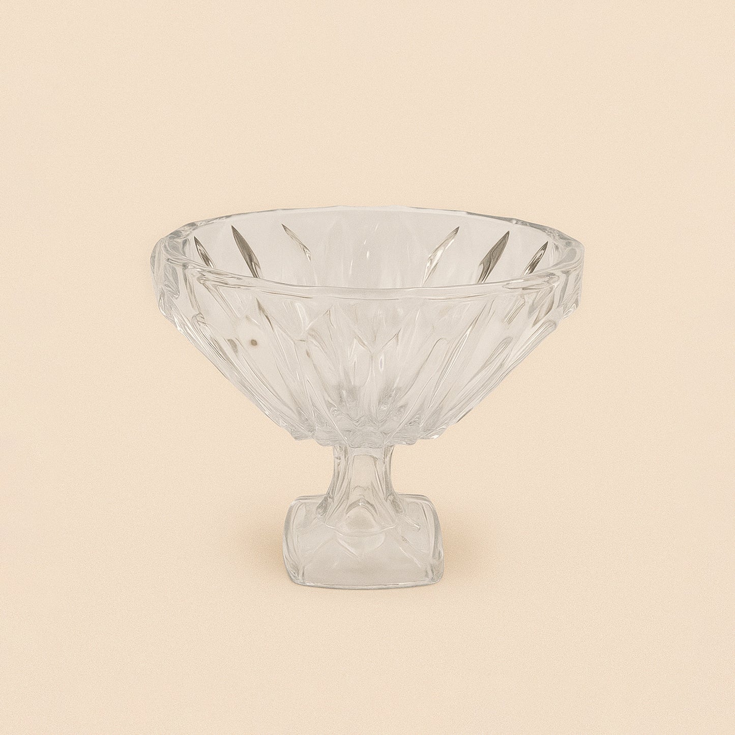 SK18672200W – Glass Fruit Bowl – 25cm – Clear Faceted Design