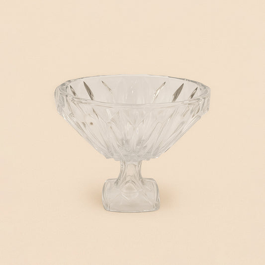 SK18672200W – Glass Fruit Bowl – 25cm – Clear Faceted Design