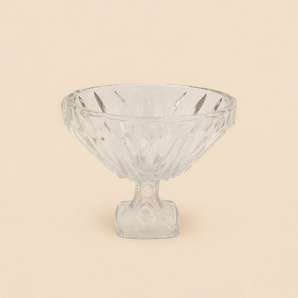 SK18672200W – Glass Fruit Bowl – 25cm – Clear Faceted Design