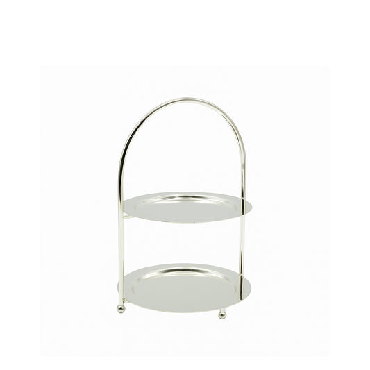 Plate Stand – 2 Layer – Silver Finish – 17cm (D) x 30cm (H) – CD-7547