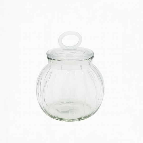 Glass Jar with Circle Knob Lid – Transparent Kitchen Container