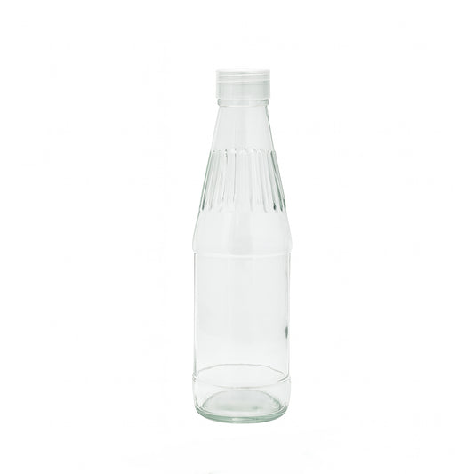 TT722 – Glass Bottle 450ml – Ribbed Neck Design with Plastic Cap