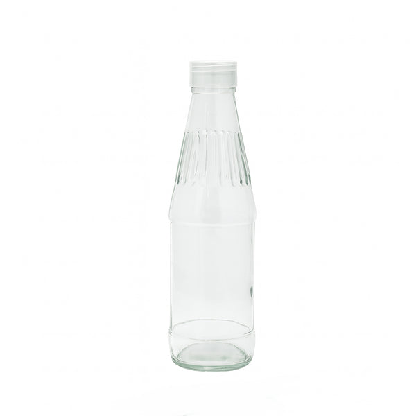 TT722 – Glass Bottle 450ml – Ribbed Neck Design with Plastic Cap