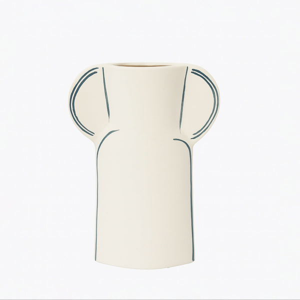 NW240801L-MWBL – Abstract Twin Handle Flower Vase – 28cm (H)