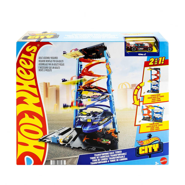 HKX43 Hot Wheels City Transforming Tower – 2-in-1 Spiral Playset with Car