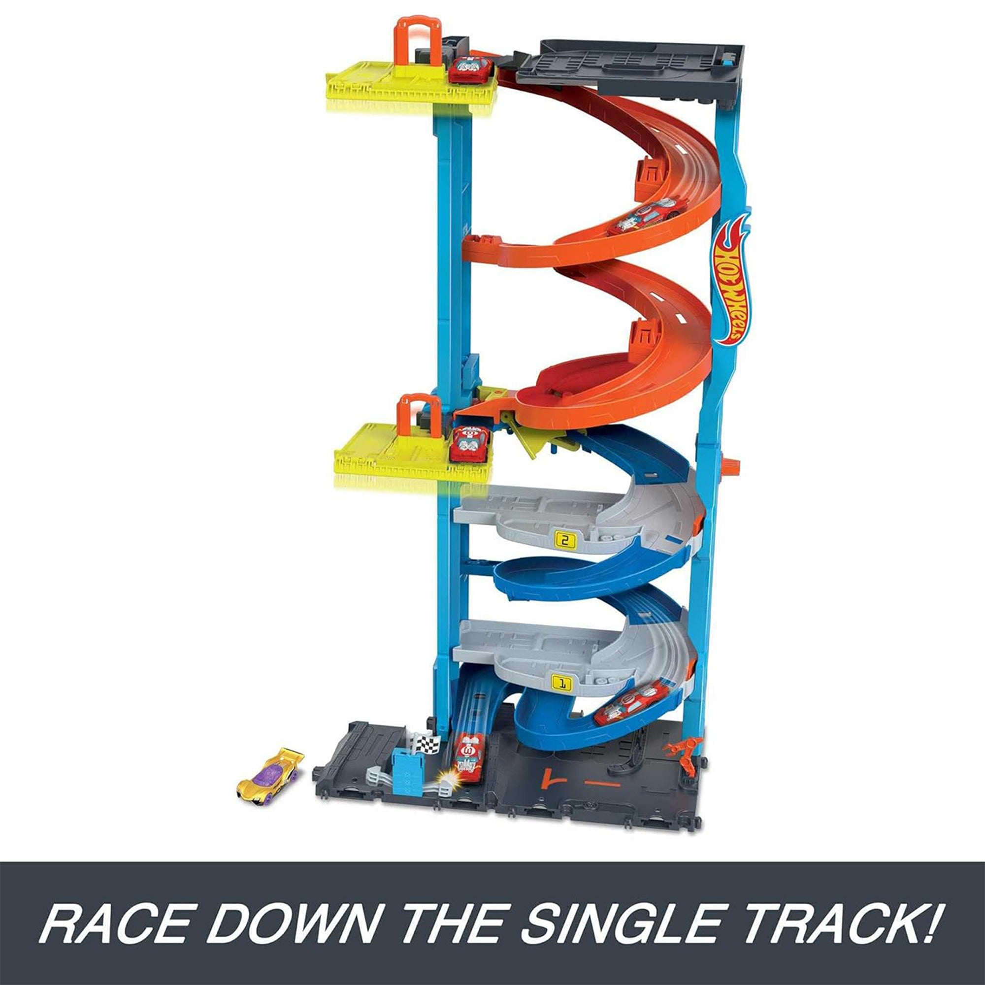HKX43 Hot Wheels City Transforming Tower – 2-in-1 Spiral Playset with Car
