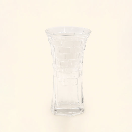 Glass Flower Vase – Star-Patterned Tapered Design – 29cm (H) – HUD25674